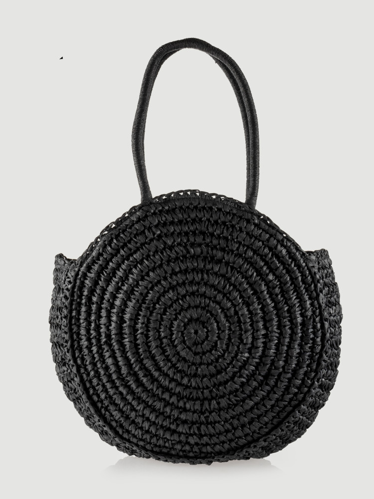 Owalna torebka z rafii w czarnym kolorze 