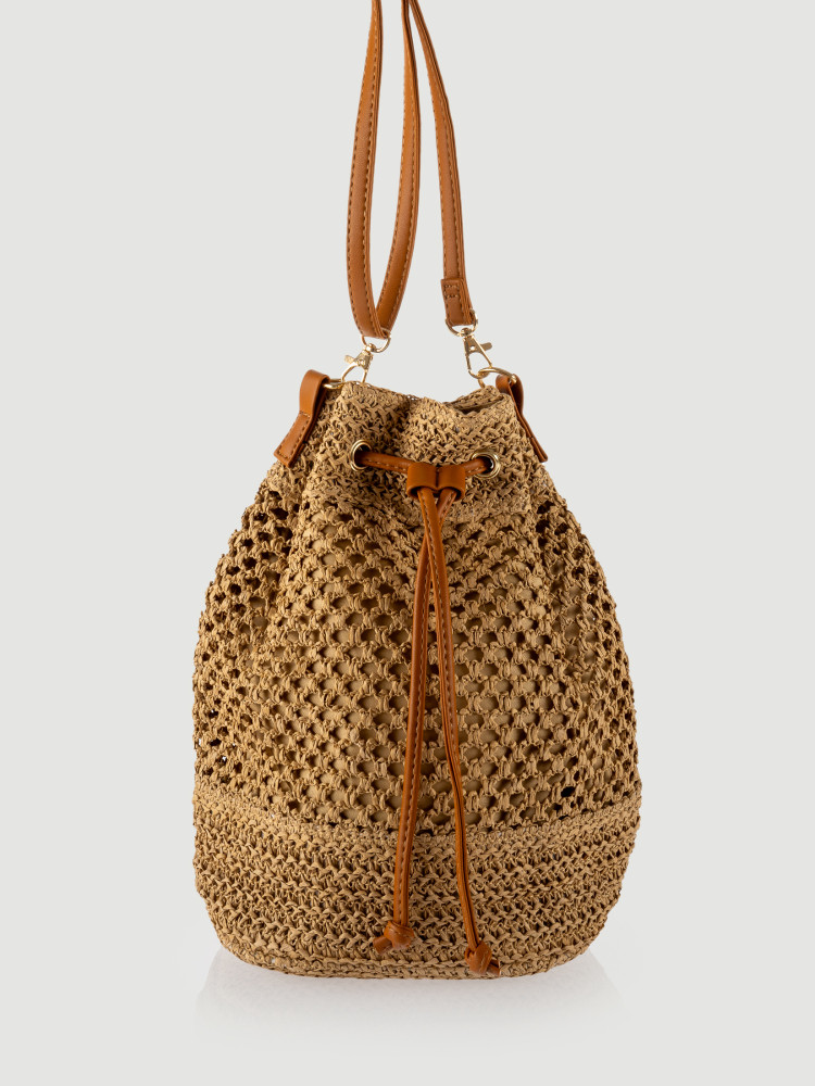 Beżowa torebka typu worek 