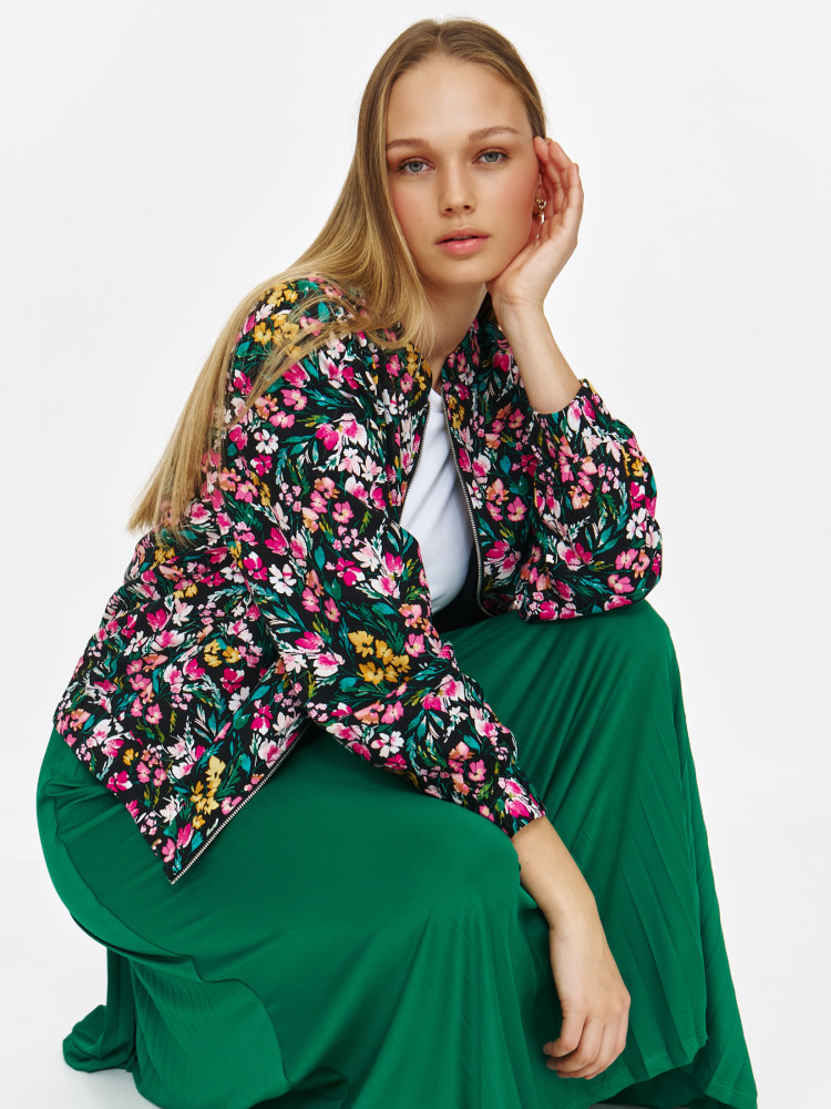 Kurtka typu bomberka w drobne kwiaty 