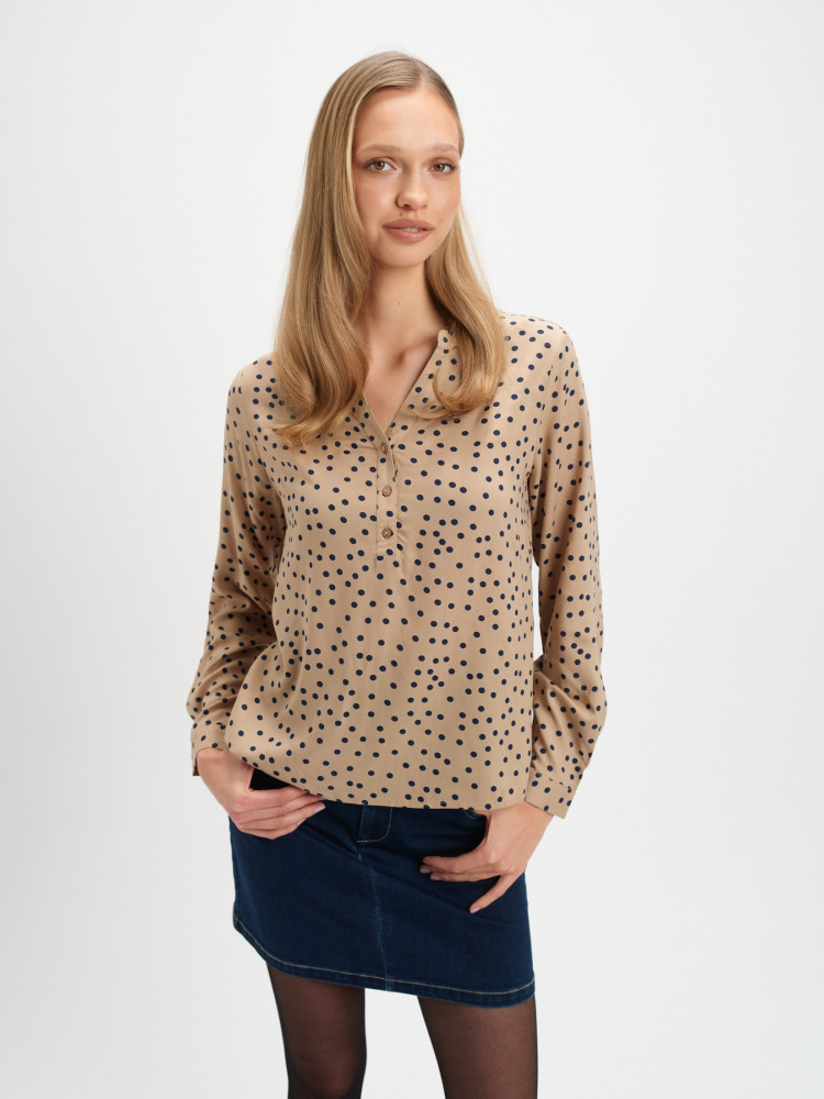 Beżowa bluzka w groszki 