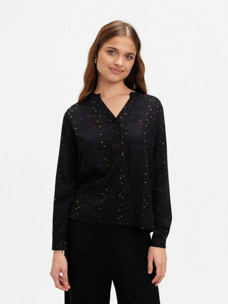 Czarna bluzka w kolorowe groszki 