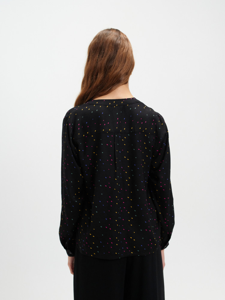 Czarna bluzka w kolorowe groszki 