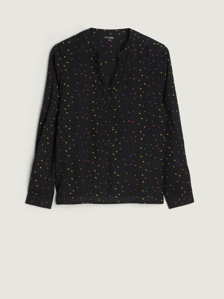 Czarna bluzka w kolorowe groszki 