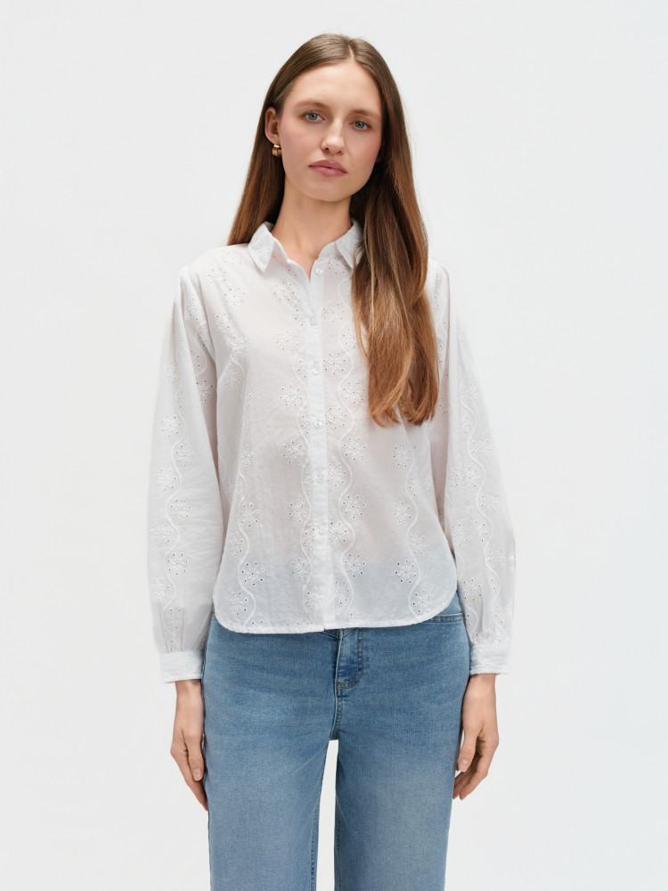 Biała koszula z angielskim haftem 