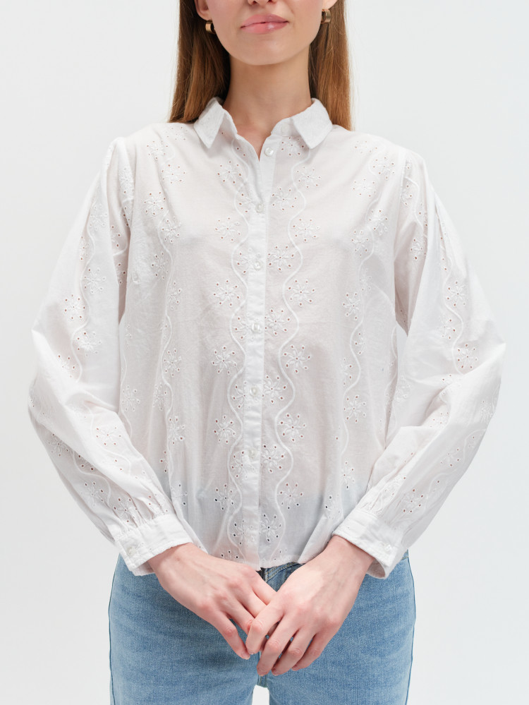 Biała koszula z angielskim haftem 