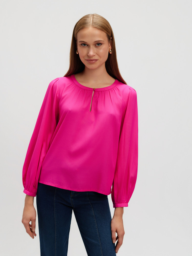 Zwiewna różowa bluzka z wiskozą 