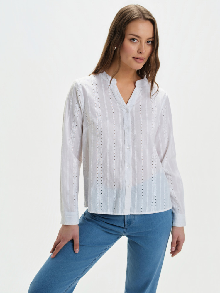 Biała koszula z ażurowym haftem 