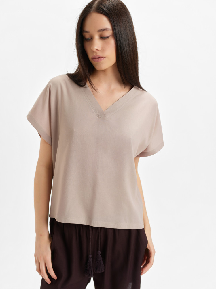 Beżowa bluzka z wiskozy 