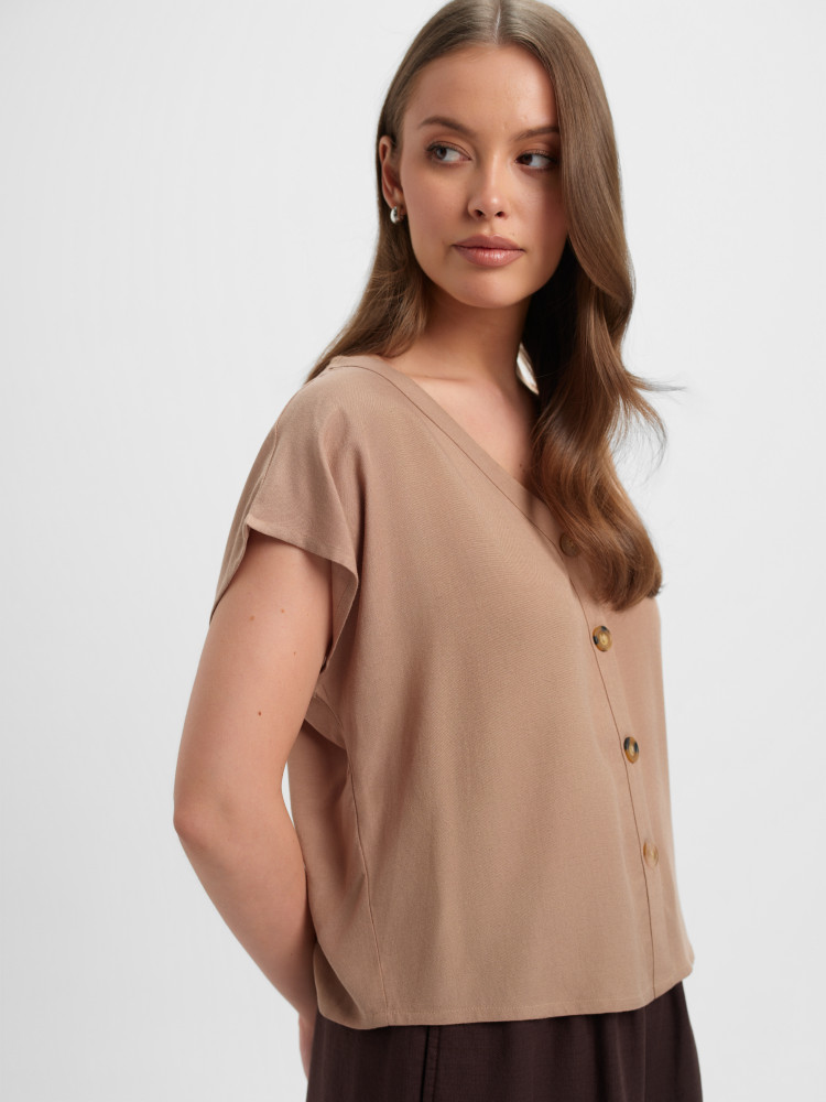 Zwiewna beżowa bluzka 