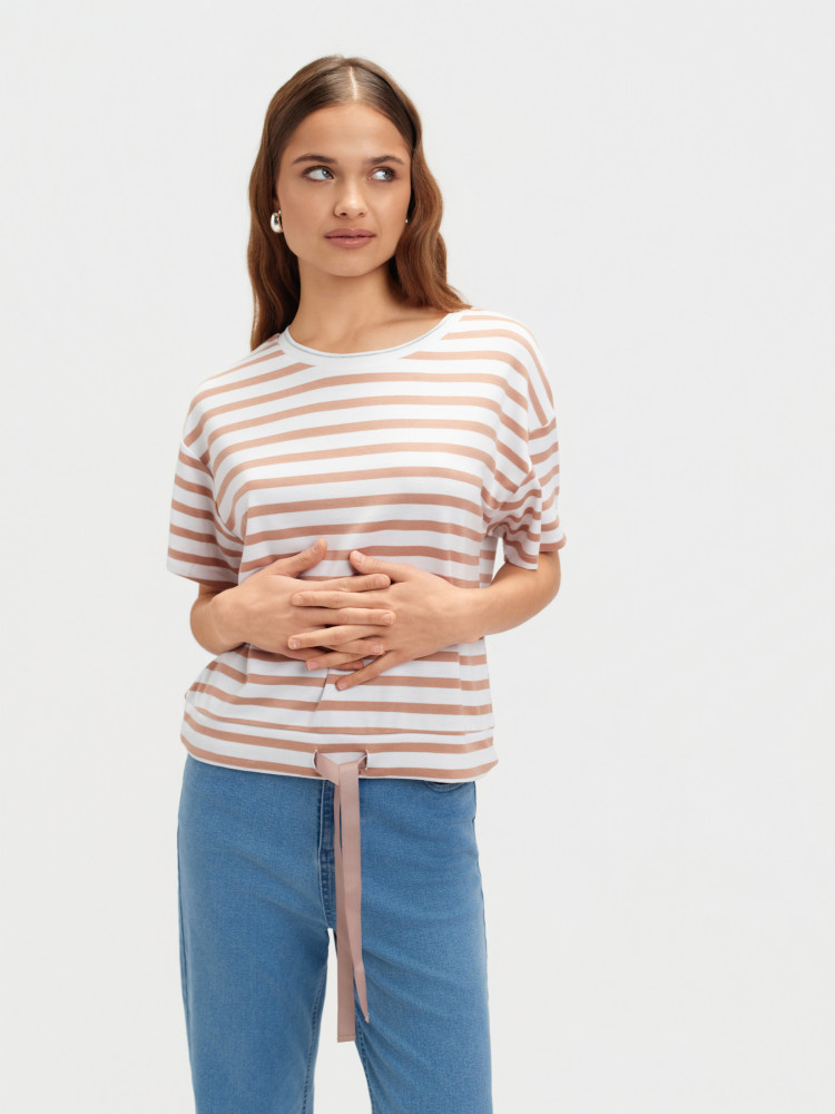 Beżowa bluza w paski 