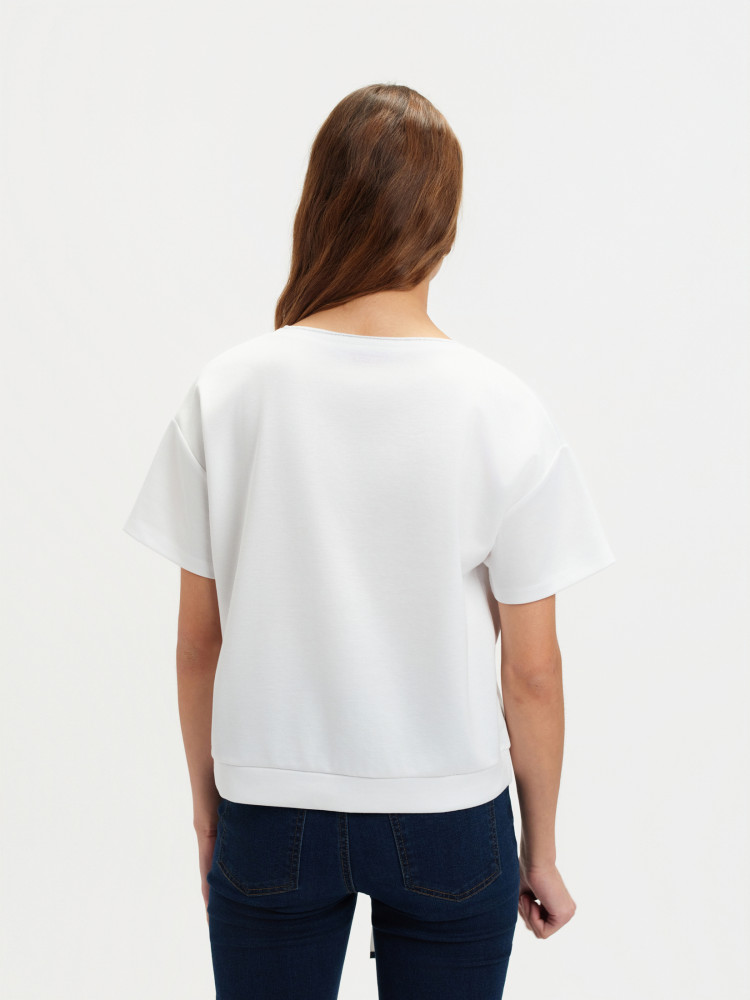 Biała bluza krótki rękaw 