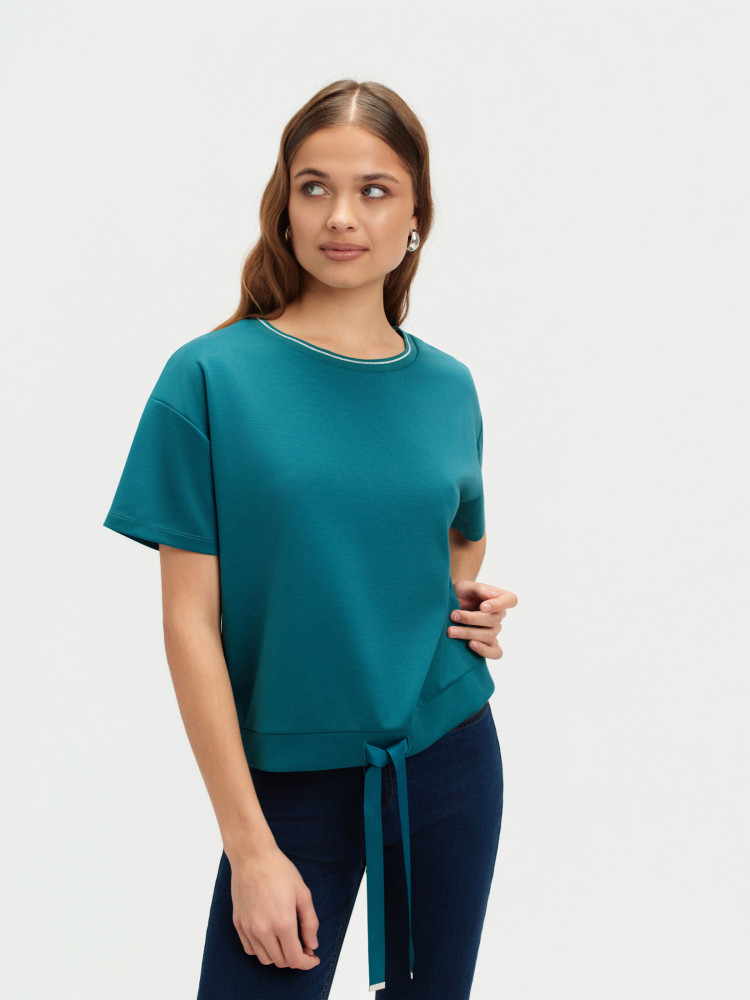 Turkusowa bluza krótki rękaw 