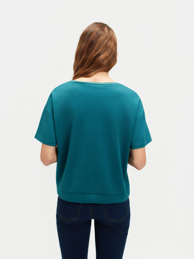 Turkusowa bluza krótki rękaw 