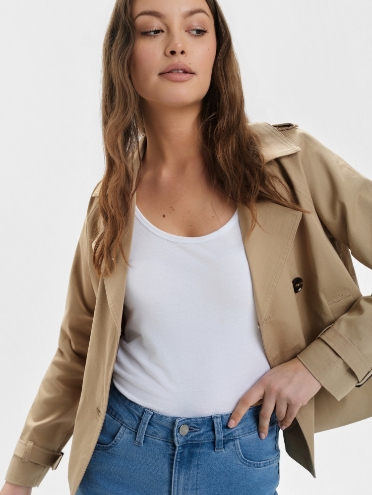 Krótki trencz dwurzędowy 