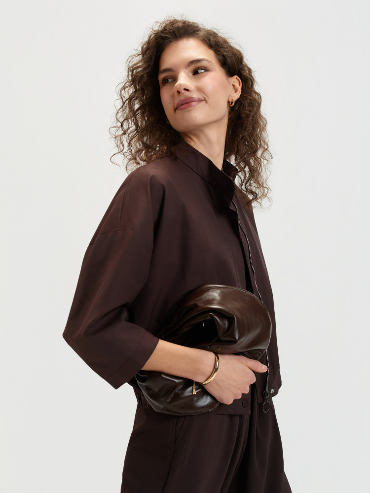 Kurtka bomberka w kolorze czekoladowego brązu 