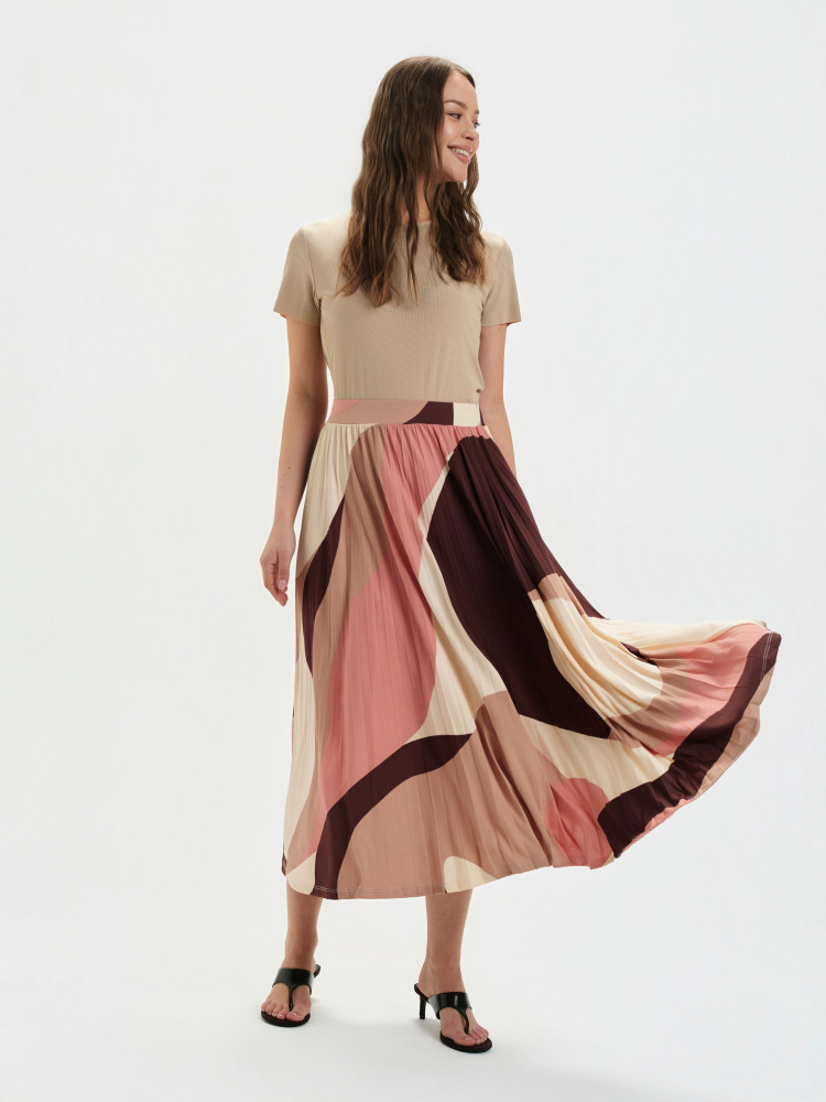 Plisowana spódnica midi z printem 