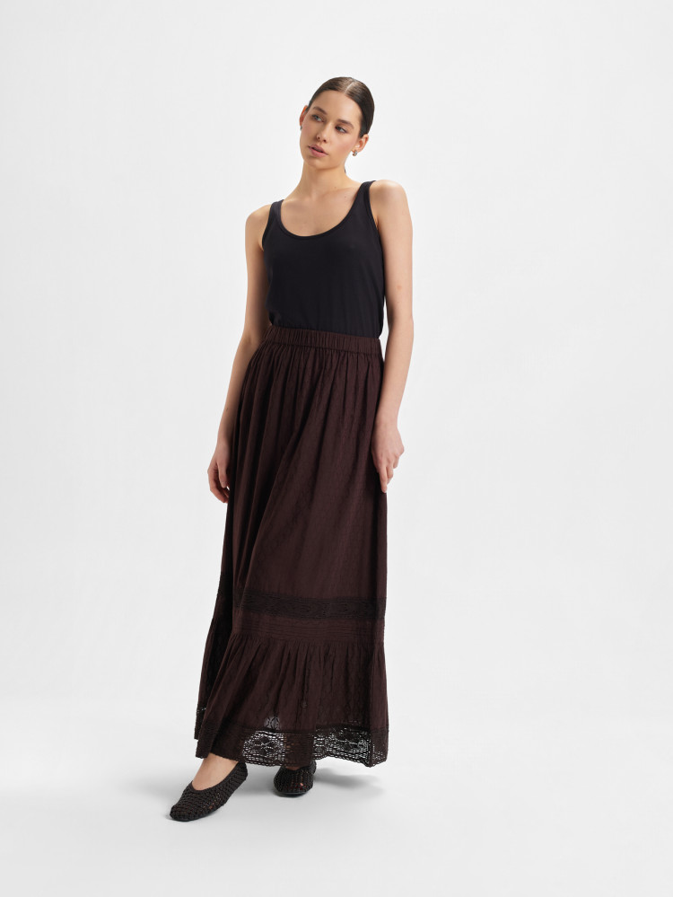 Ciemnobrązowa spódnica maxi 
