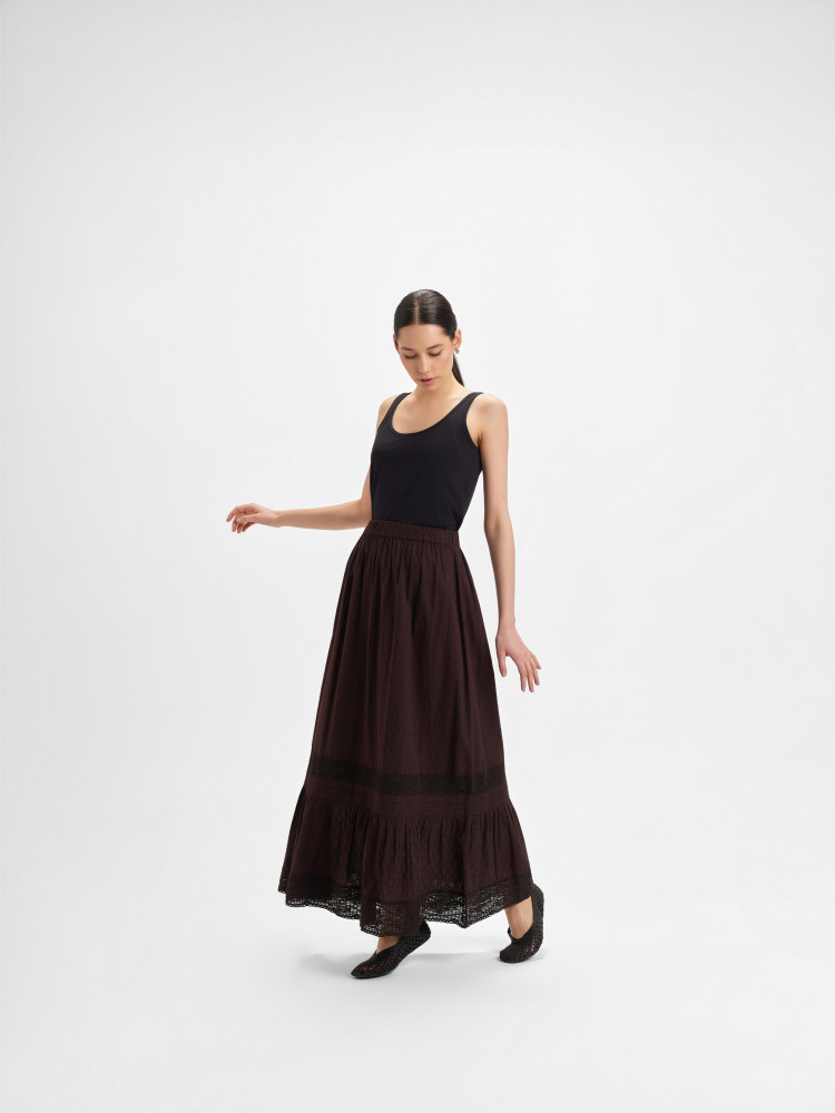 Ciemnobrązowa spódnica maxi 