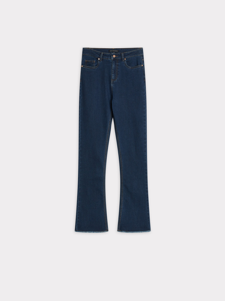 Granatowe jeansy flare 