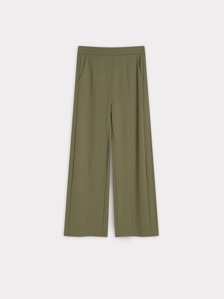 Zielone spodnie z nogawką w kant 