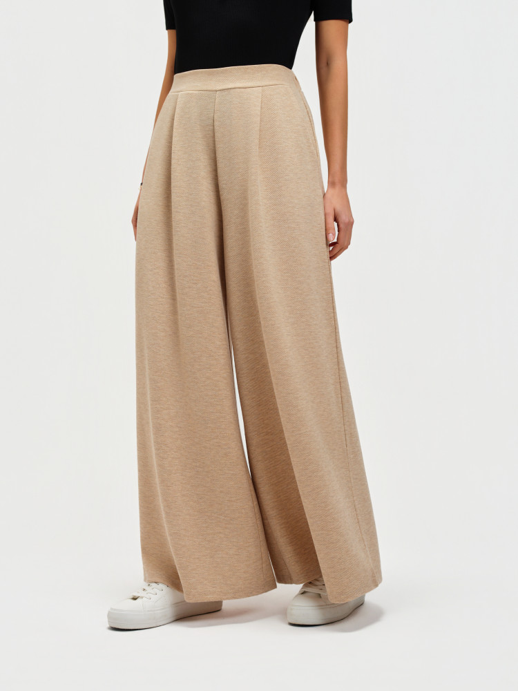 Dzianinowe spodnie z szeroką nogawką 