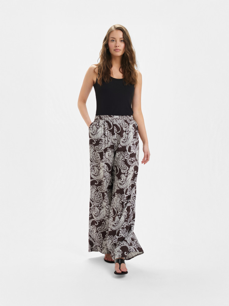 Brązowe spodnie z nadrukiem 