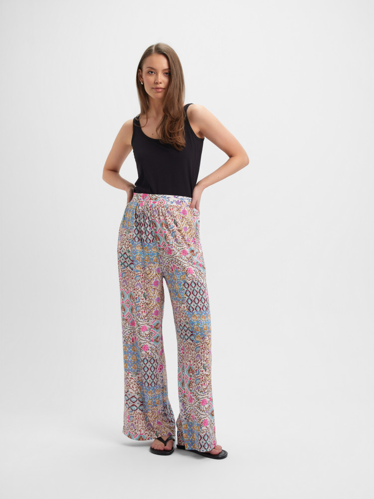 Wiskozowe spodnie z boho printem 