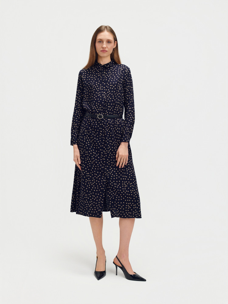 Granatowa sukienka w groszki 