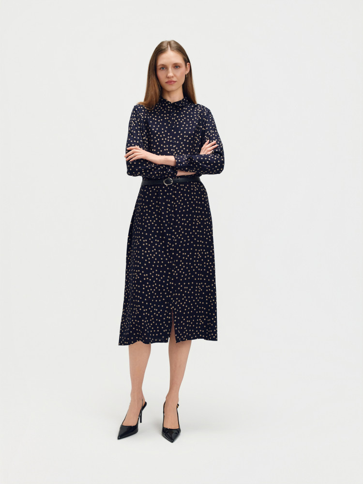 Granatowa sukienka w groszki 