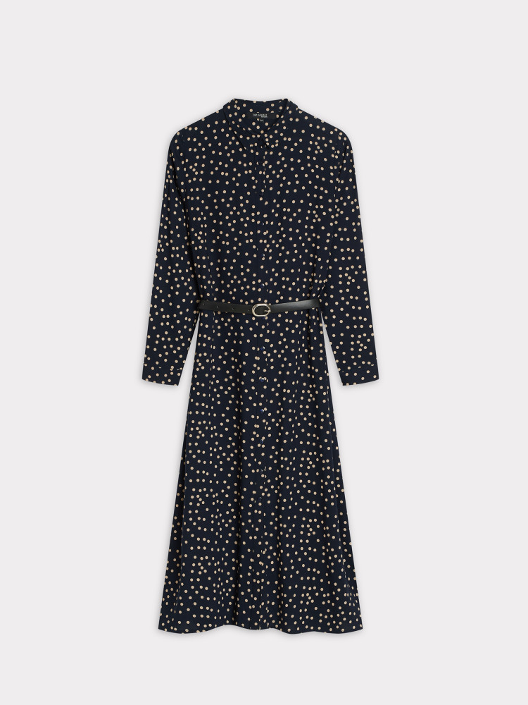 Granatowa sukienka w groszki 