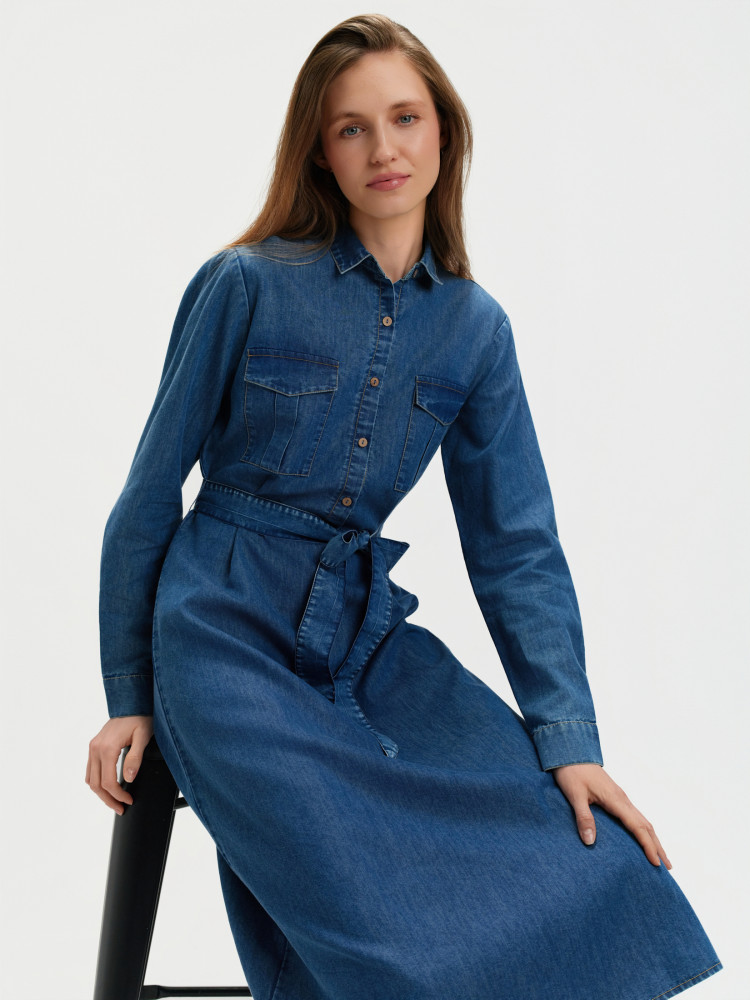 Sukienka jeansowa z wiązaniem 