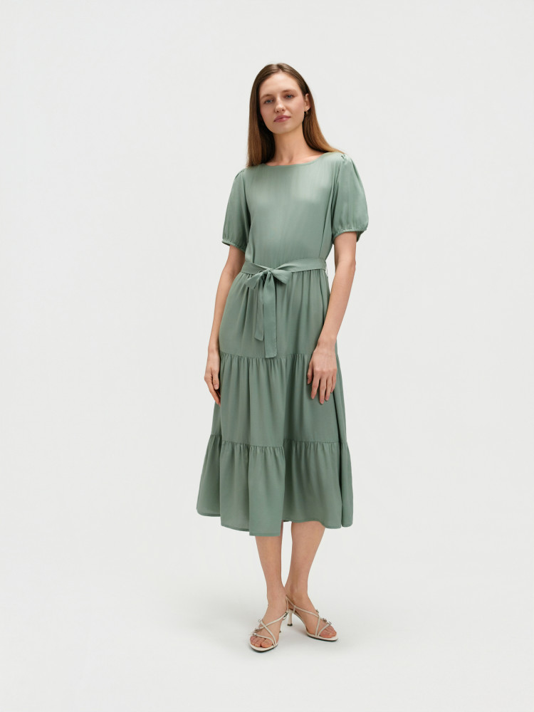 Casualowa sukienka z wiązaniem w talii 