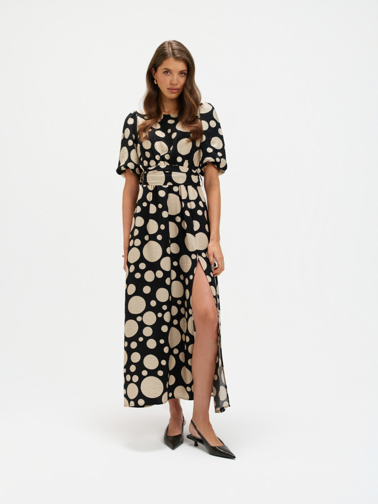 Sukienka maxi z printem w grochy 