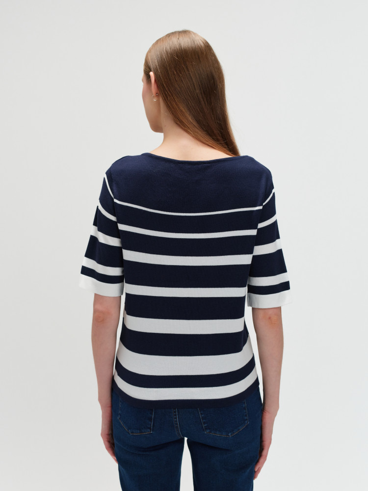 Granatowy sweter w paski 
