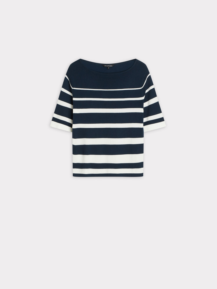 Granatowy sweter w paski 