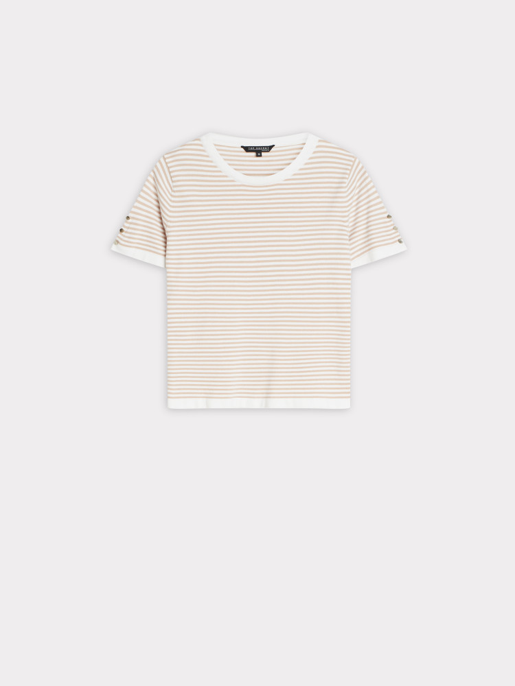 Sweter w paski krótki rękaw 
