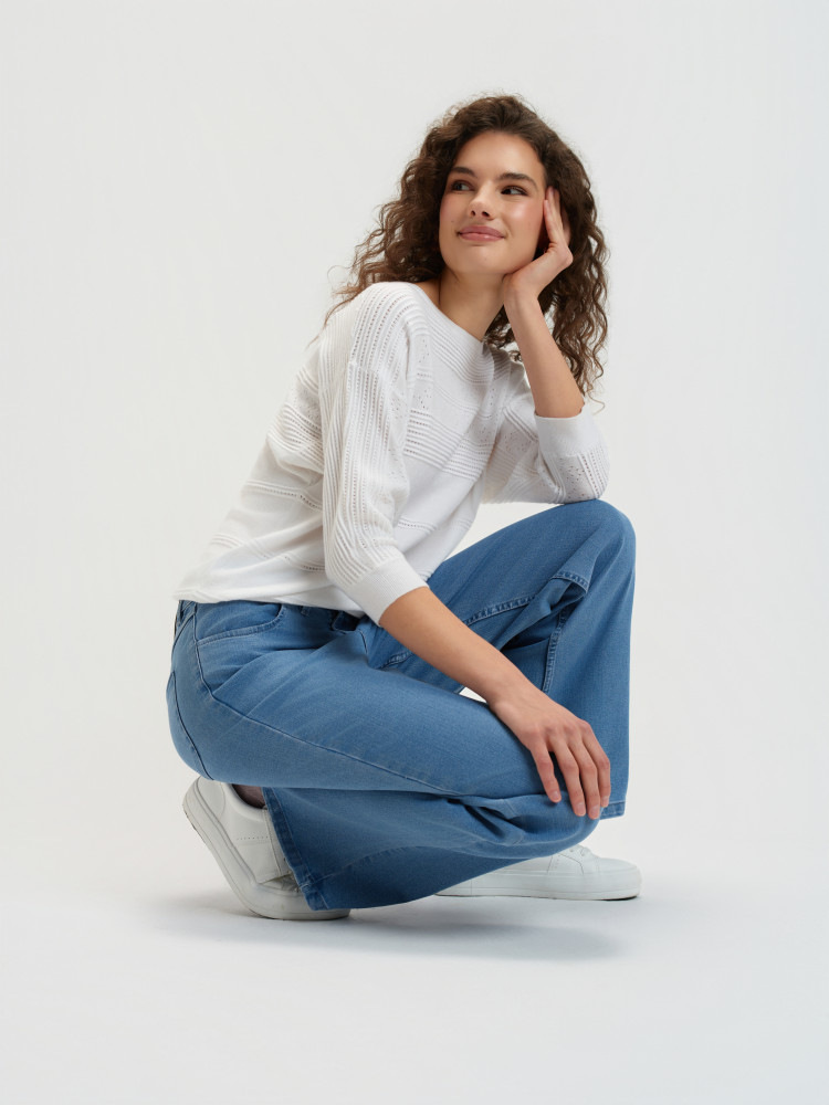 Ażurowy sweter z rękawami 3/4