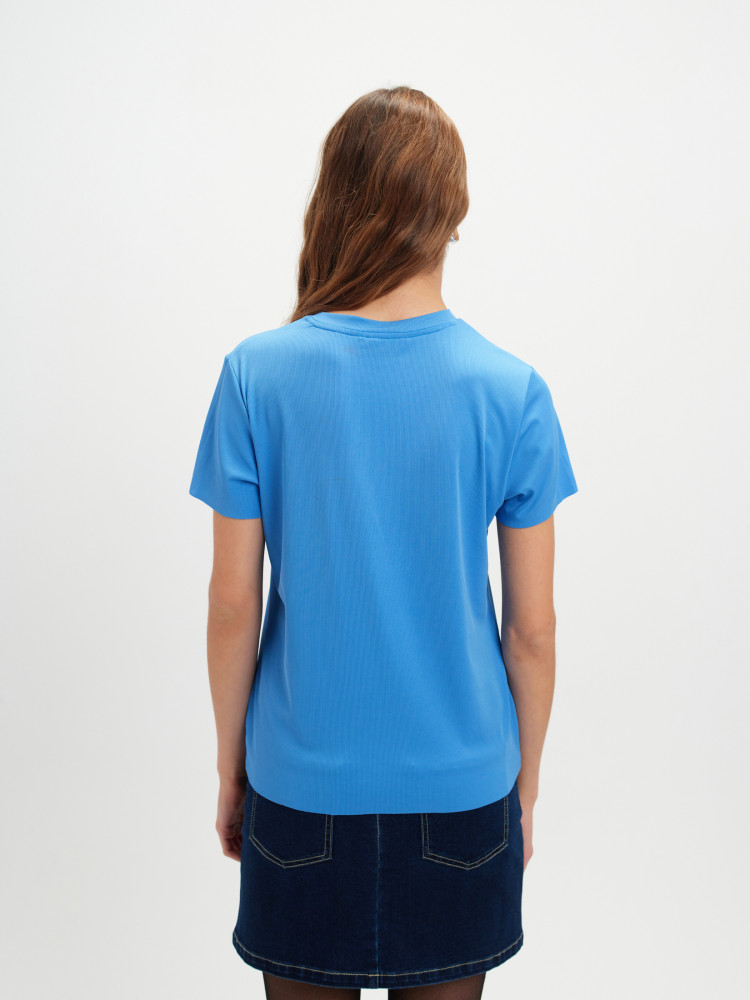 Prążkowany niebieski t-shirt 