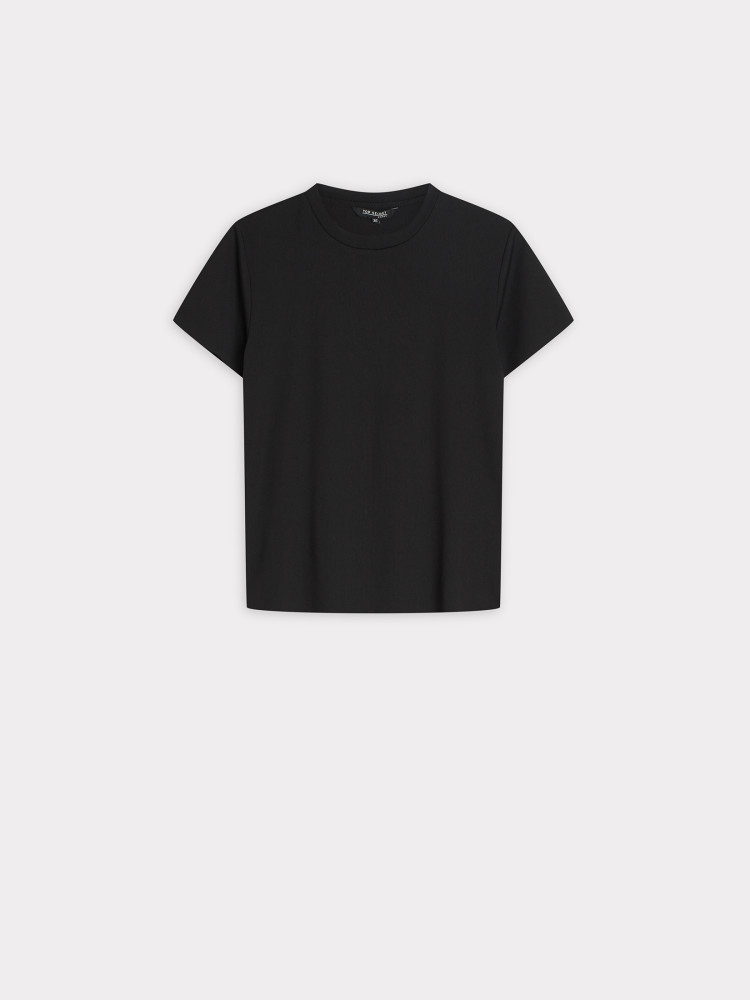 Prążkowany czarny t-shirt 