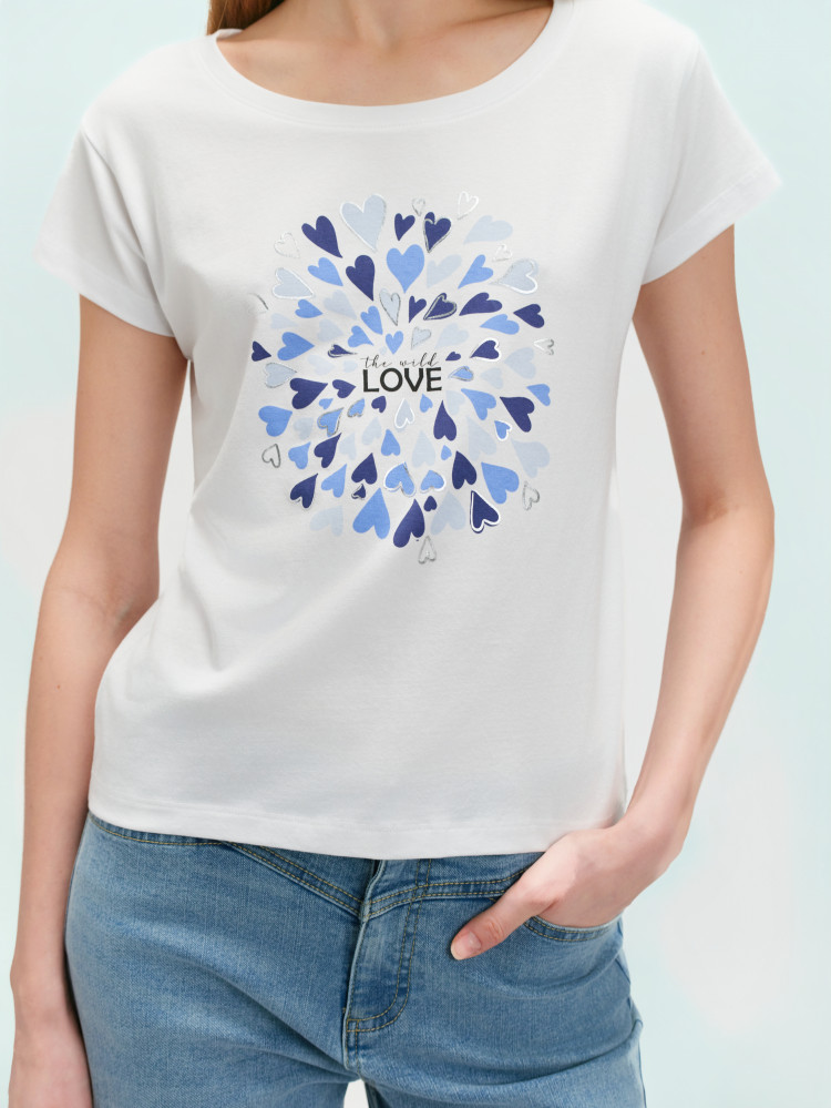 Top z nadrukiem w serca