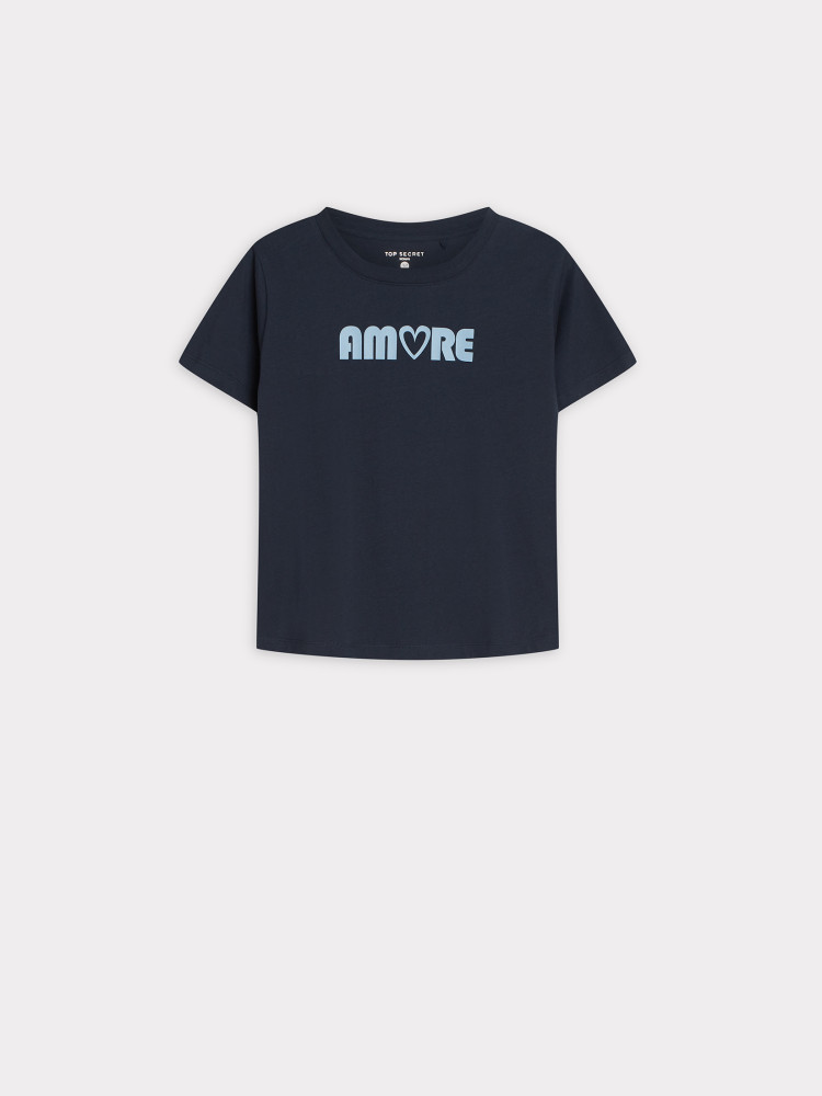 Granatowy top z napisem 