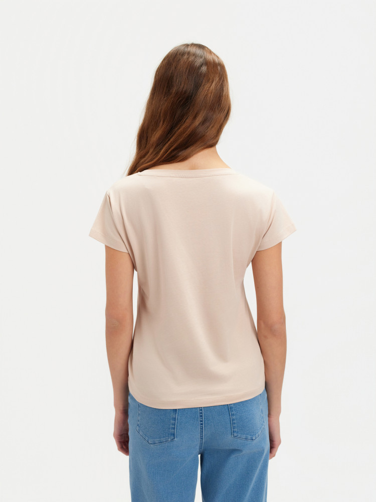 Beżowy top z akcentem animal 