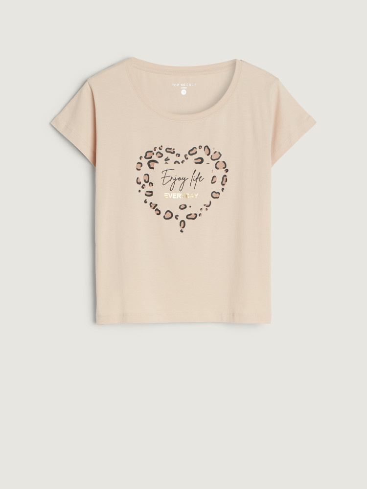 Beżowy top z akcentem animal 