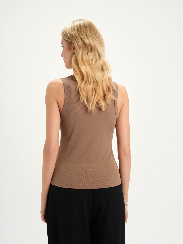 Beżowy prążkowany top 