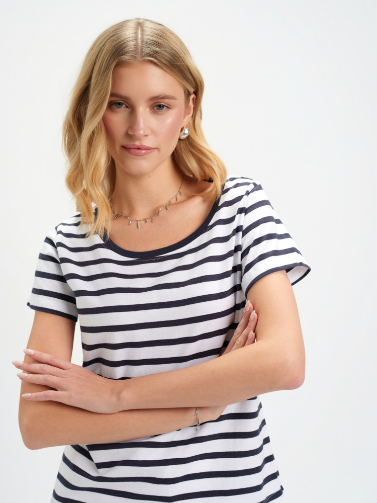 Top w granatowe paski 