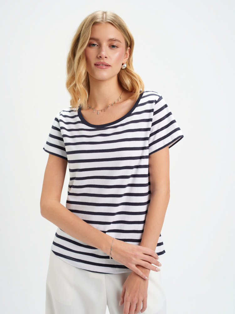 Top w granatowe paski 