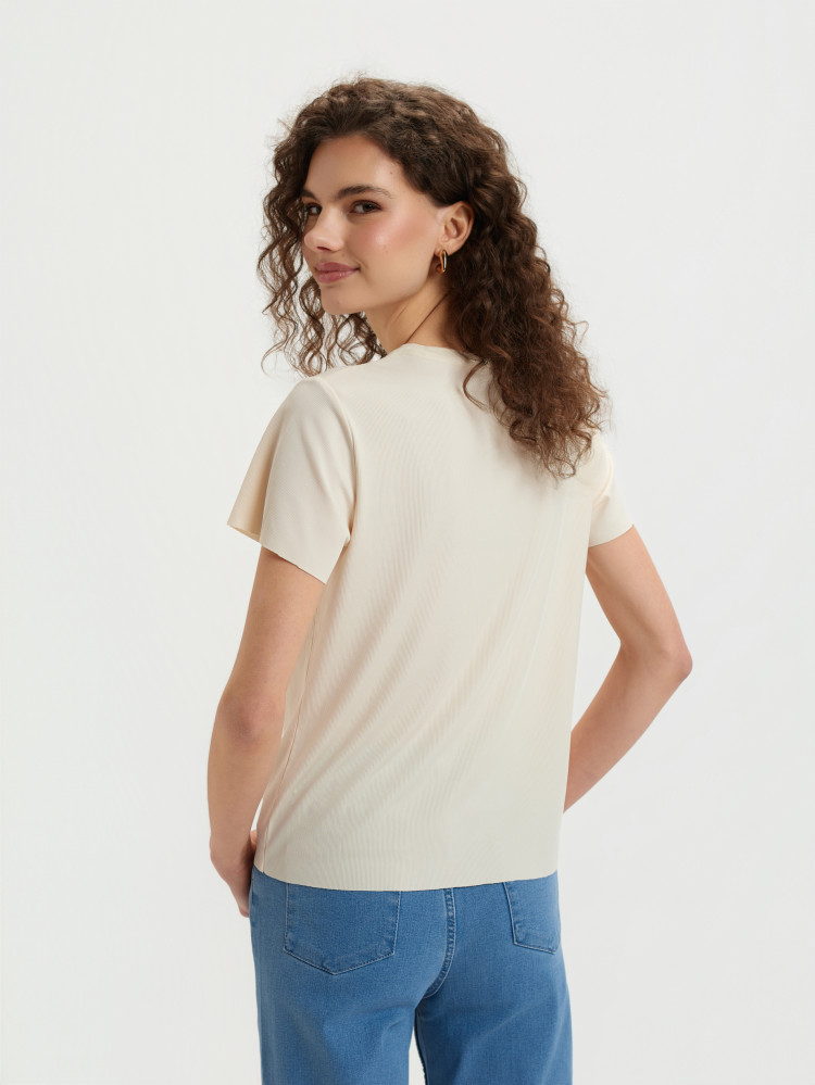 Kremowy top w prążki 