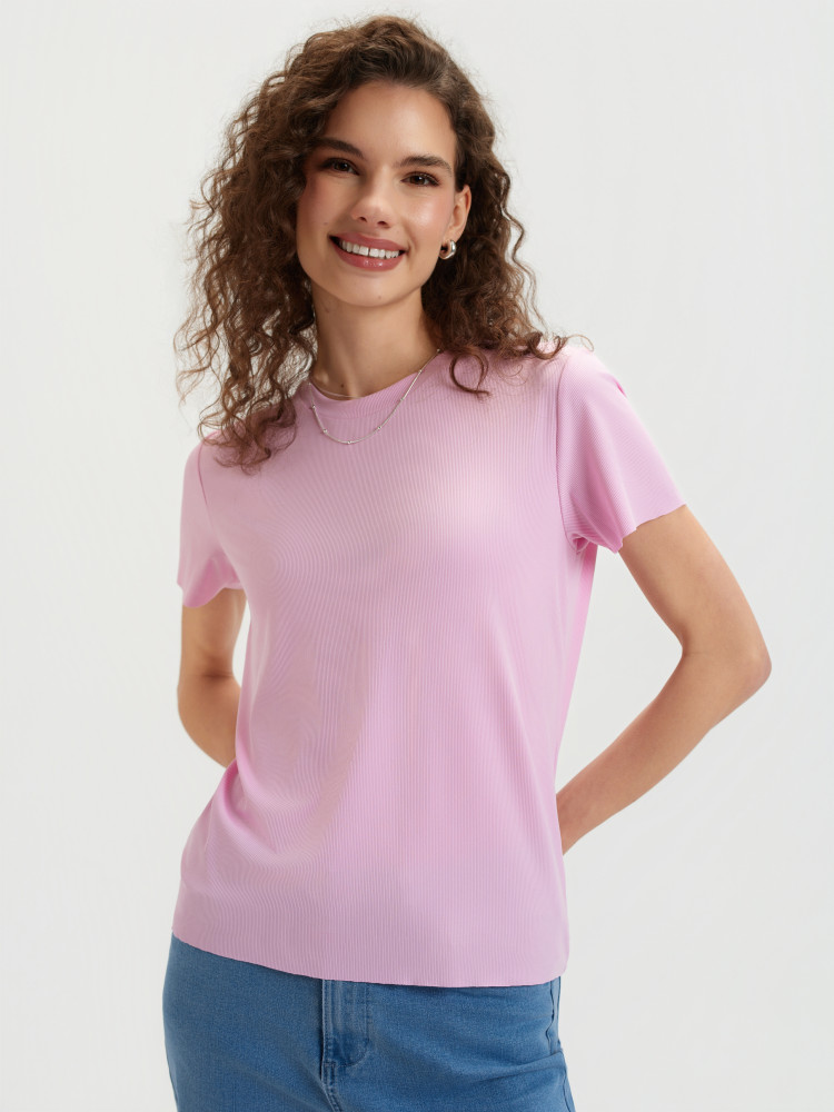 Jasnoróżowy top w prążki 