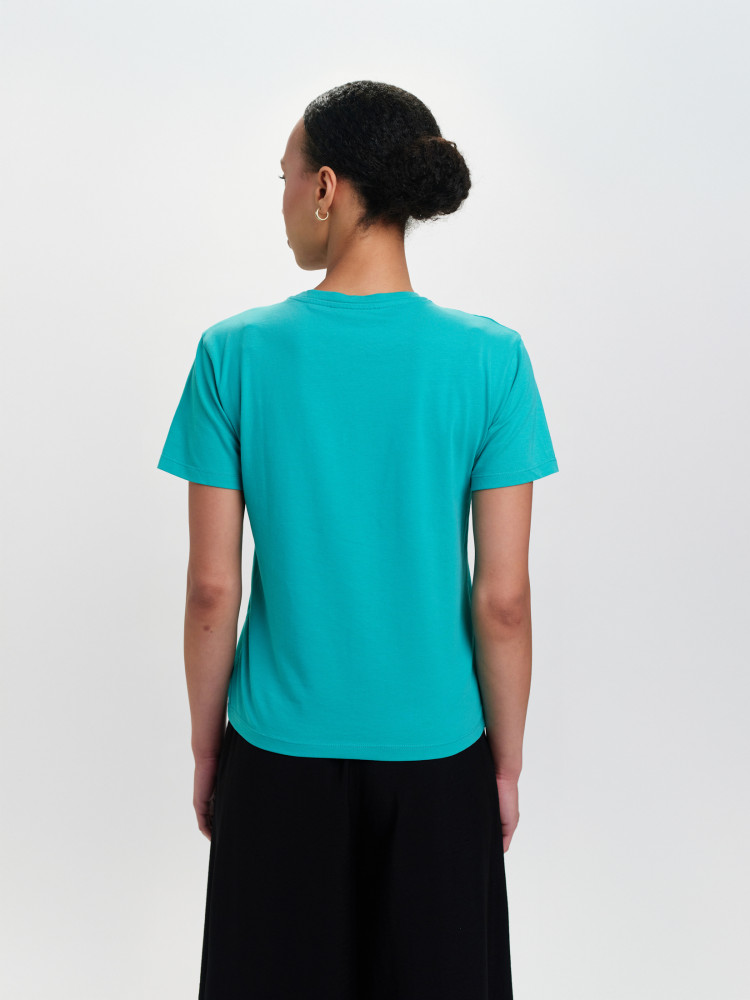 Turkusowy top w prążek 