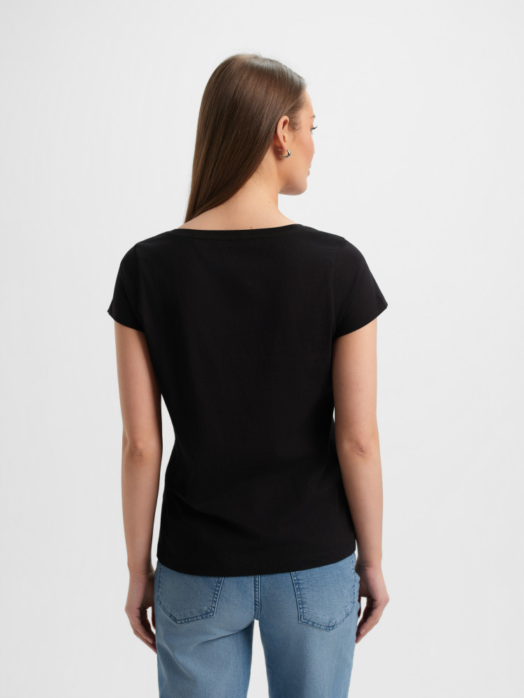 Czarny bawełniany t-shirt z napisem 